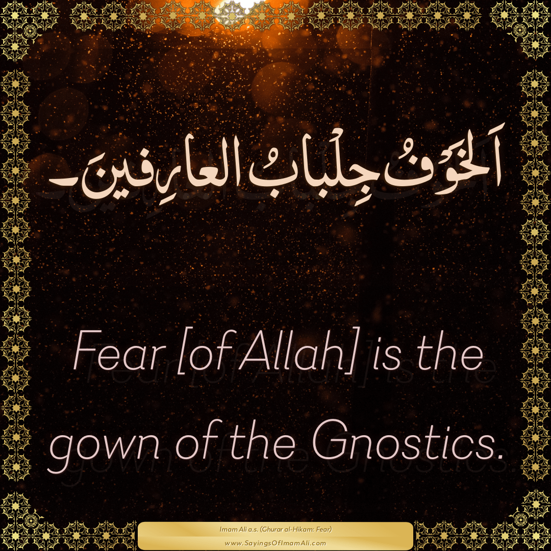 Fear [of Allah] is the gown of the Gnostics.
